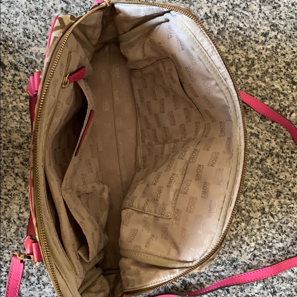 Michael Kors pink, tan and brown purse - Picture 6 of 9
